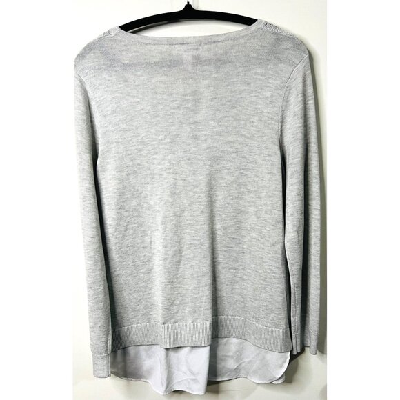 Calvin Klein Womens Light Gray Layered-Look Sweater Large - Picture 2 of 7